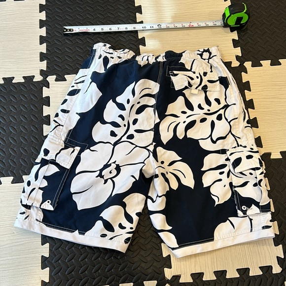 HAWK Tony Hawk Men's Swimming Trunks Blue & Off White Palm Leave Size L - Picture 7 of 7